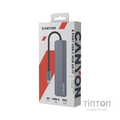 Порт-реплікатор Canyon Docking Station DS-17 6 in 1 4k USB-C hub (CNS-TDS17)