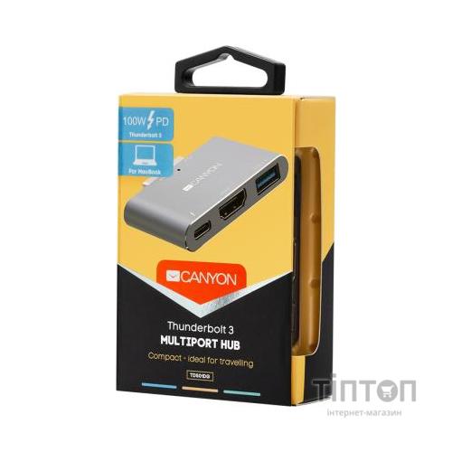 Порт-реплікатор Canyon Docking Station with 3 ports, Thunderbolt 3, Input 100-240V (CNS-TDS01DG)