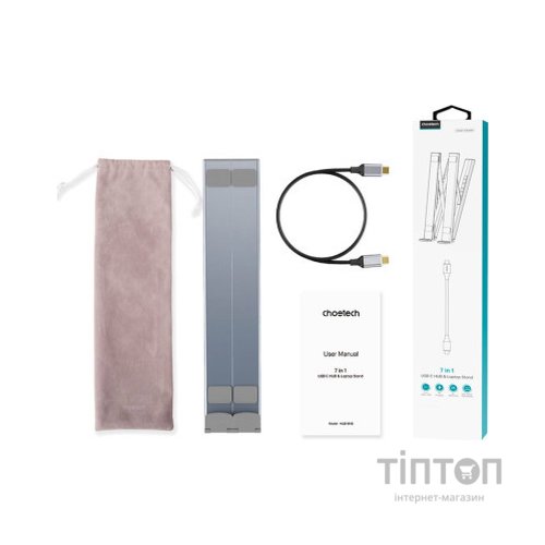 Порт-реплікатор Choetech USB-C 7-in-1 (HDMI/PD/картридер/USB-A/USB-C) Docking Station (HUB-M48-GY)