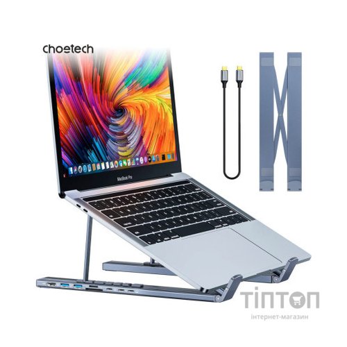 Порт-реплікатор Choetech USB-C 7-in-1 (HDMI/PD/картридер/USB-A/USB-C) Docking Station (HUB-M48-GY)