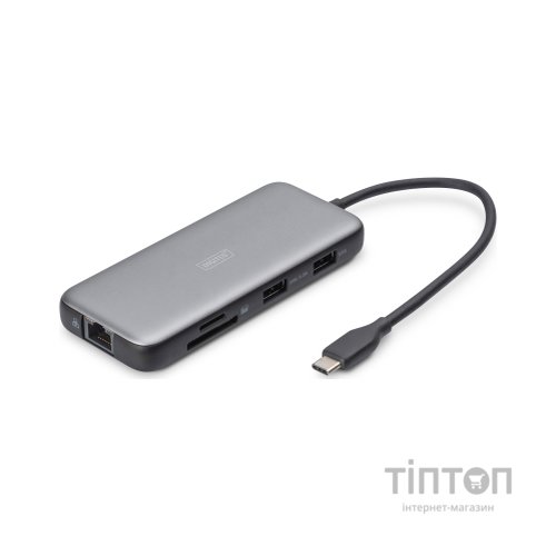 Порт-реплікатор Digitus USB-C > 2xHDMI/2xUSB-A/USB-C/SD/MicroSD/RJ54 (DA-70915)