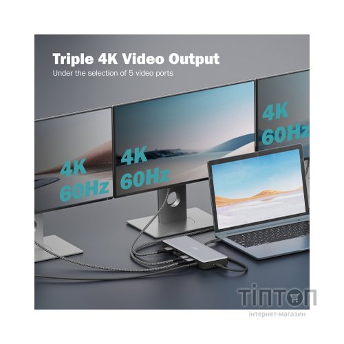 Порт-реплікатор Digitus USB-C > 3xHDMI/2xDP/4xUSB-A/USB-C/RJ54/DC/Audio (DA-70918)