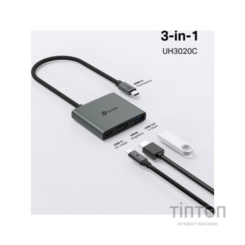 Порт-реплікатор TP-Link USB Type-C 3-в-1 (UH3020C)
