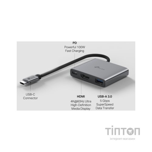 Порт-реплікатор TP-Link USB Type-C 3-в-1 (UH3020C)