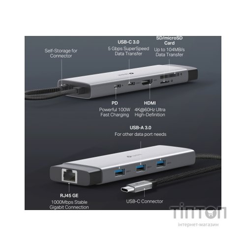Порт-реплікатор TP-Link USB Type-C 9-в-1 (UH9120C)