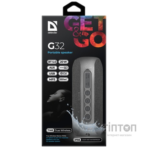 Портативная колонка Defender G32 20Вт, Black (65232)