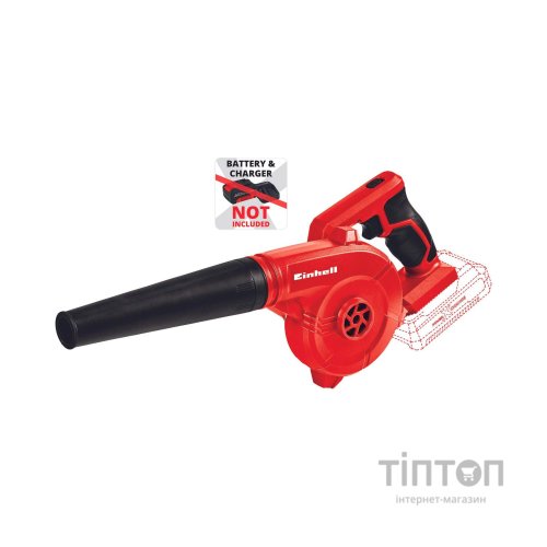 Повітродувка Einhell TE-CB 18/180 Li - Solo, 18В, 130/180 км/г, 3 насадки (без АКБ та ЗП) (3408001)