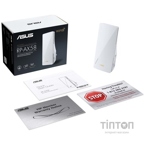 Повторитель/расширитель WiFi сигнала ASUS RP-AX58 (AX3000, WiFi 6, 1xGE LAN, AiMesh, 2х внутренние антенны)