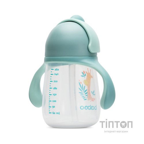 Поїльник-непроливайка Baboo із силіконовою соломинкою, 260 мл, 9 + (Safari / зелена) (8-122)