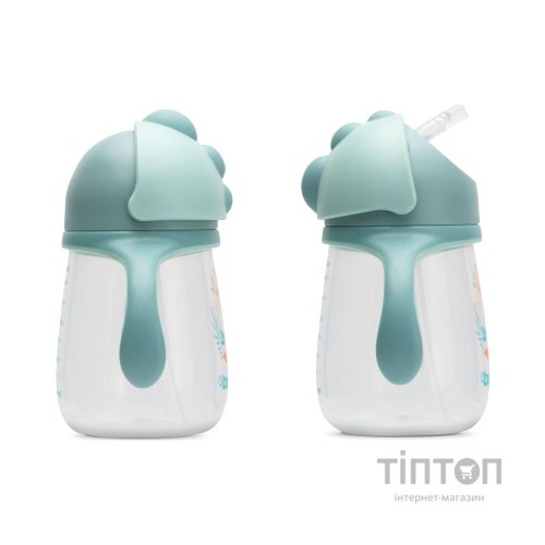 Поїльник-непроливайка Baboo із силіконовою соломинкою, 260 мл, 9 + (Safari / зелена) (8-122)