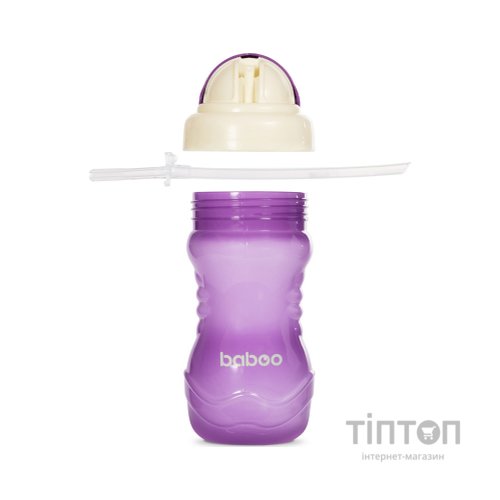Поїльник-непроливайка Baboo із силіконовою соломинкою, 360 мл, 9 + (фіолетова) (8-128)