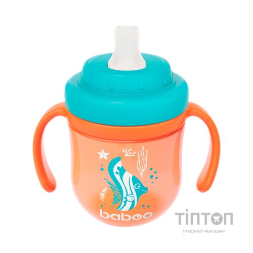Поїльник-непроливайка Baboo із силіконовим носиком, 200 мл, 6+ міс (Sea Life / помаранчева) (8-130)