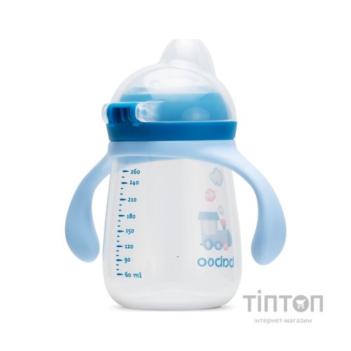 Поїльник-непроливайка Baboo із силіконовим носиком, 260 мл, 6+ міс (Transporti / блакитна) (8-121)