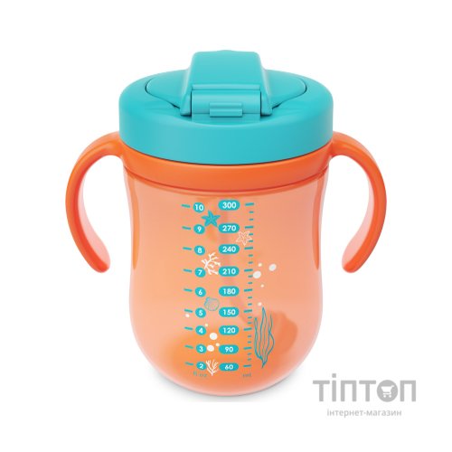 Поїльник-непроливайка Baboo Sea Life із гравітаційною кулькою, 300 мл, 9+ міс, помаранчева (8-132)