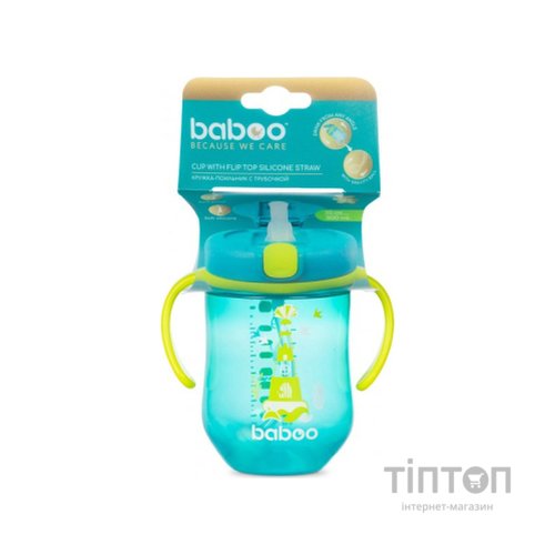 Поїльник-непроливайка Baboo з трубочкою Marine 300 мл Бірюзова (90602)