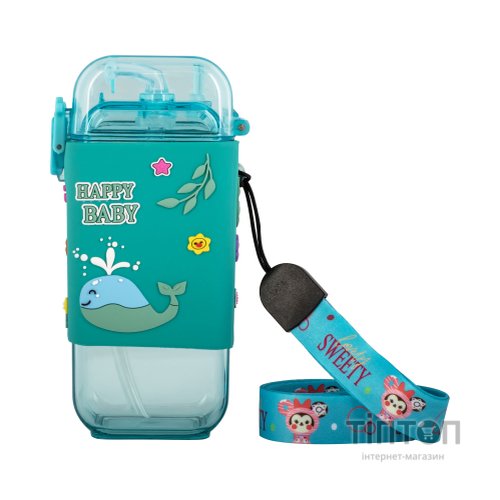 Поїльник-непроливайка Baby Team З силіконовою трубочкою та ремінцем 225 мл (4824428050913)