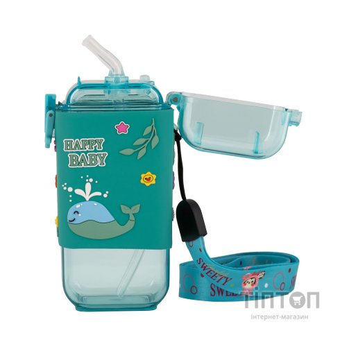 Поїльник-непроливайка Baby Team З силіконовою трубочкою та ремінцем 225 мл (4824428050913)