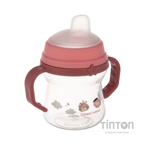 Поїльник-непроливайка Canpol babies Bonjour Paris з силіконовим носиком FirstCup 150 мл Рожева (56/612_pin)