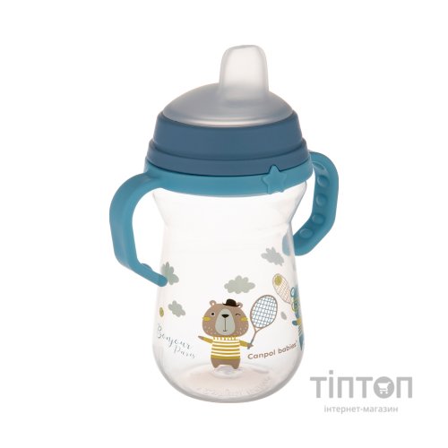 Поїльник-непроливайка Canpol babies Bonjour Paris з силіконовим носиком FirstCup 250 мл Блакитна (56/613_blu)