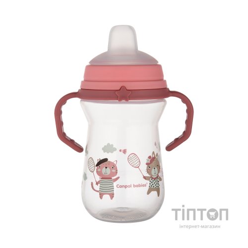 Поїльник-непроливайка Canpol babies Bonjour Paris з силіконовим носиком FirstCup 250 мл Рожева (56/613_pin)