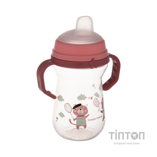 Поїльник-непроливайка Canpol babies Bonjour Paris з силіконовим носиком FirstCup 250 мл Рожева (56/613_pin)