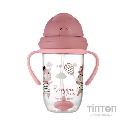 Поїльник-непроливайка Canpol babies Bonjour Paris з трубочкою і обтяжувачем 270 мл Червона (56/607_red)
