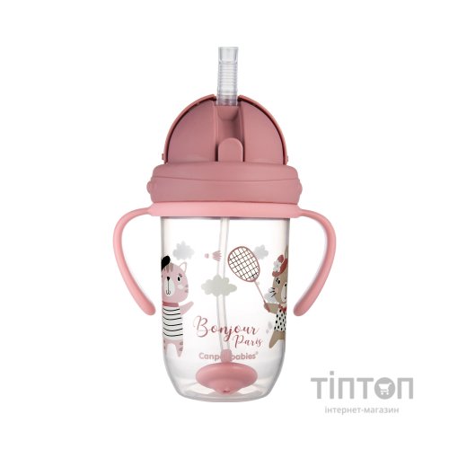 Поїльник-непроливайка Canpol babies Bonjour Paris з трубочкою і обтяжувачем 270 мл Червона (56/607_red)
