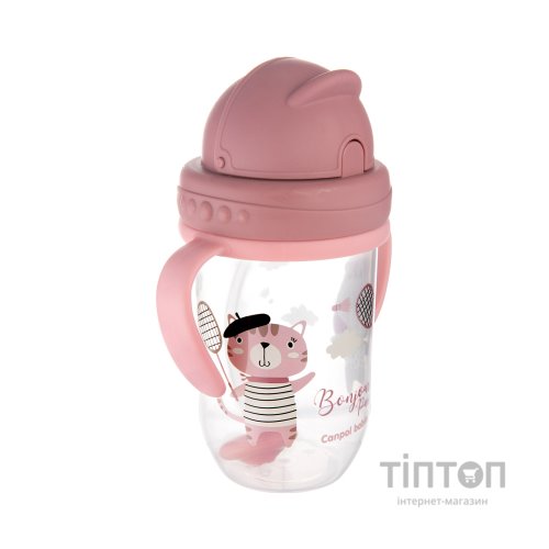 Поїльник-непроливайка Canpol babies Bonjour Paris з трубочкою і обтяжувачем 270 мл Червона (56/607_red)