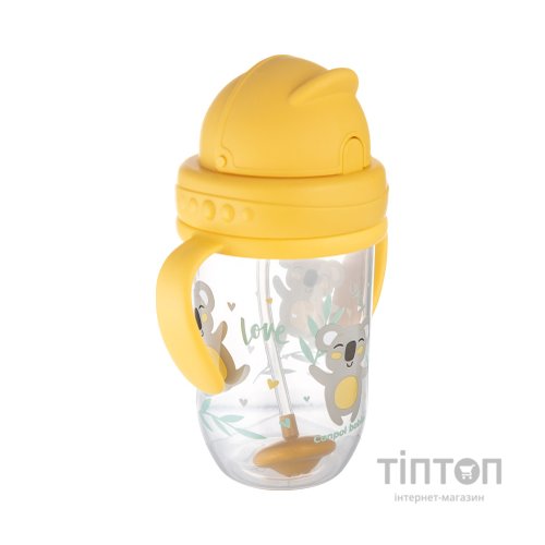 Поїльник-непроливайка Canpol babies Exotic Animals з трубочкою і обтяжувачем 270 мл Жовта (56/606_yel)