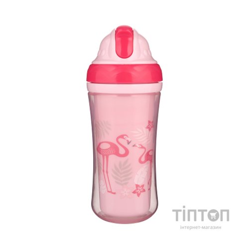 Поїльник-непроливайка Canpol babies Фламінго подвійна стінка із силіконовою трубочкою 260 мл (74/050)