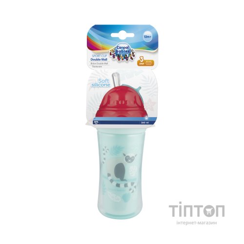 Поїльник-непроливайка Canpol babies Лемур подвійна стінка із силіконовою трубочкою 260 мл (74/051)