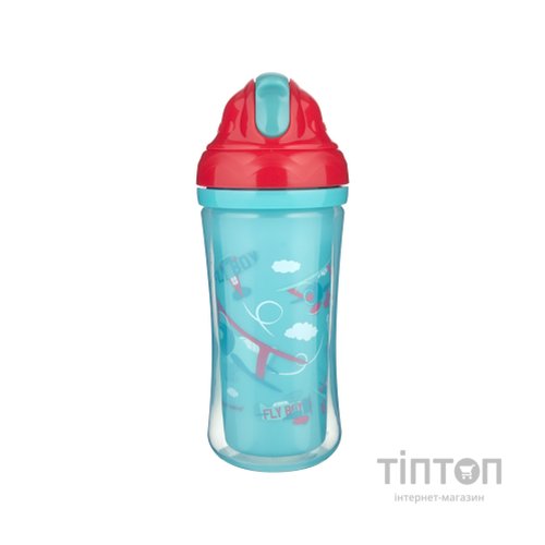 Поїльник-непроливайка Canpol babies Літак подвійна стінка із силіконовою трубочкою 260 мл (74/052)