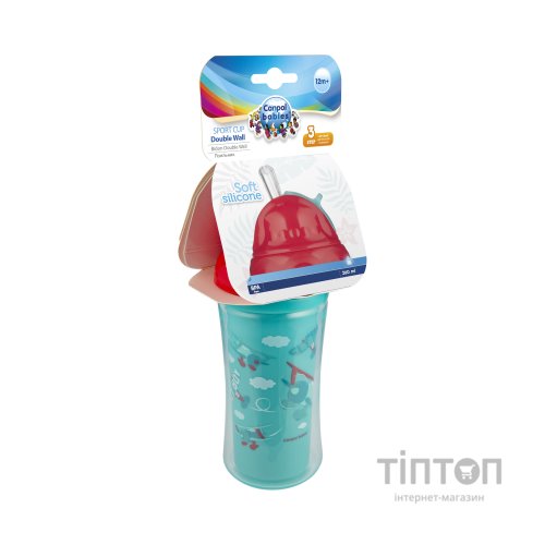 Поїльник-непроливайка Canpol babies Літак подвійна стінка із силіконовою трубочкою 260 мл (74/052)