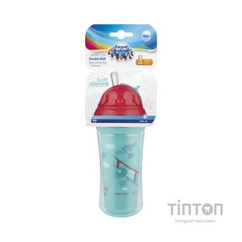 Поїльник-непроливайка Canpol babies Літак подвійна стінка із силіконовою трубочкою 260 мл (74/052)