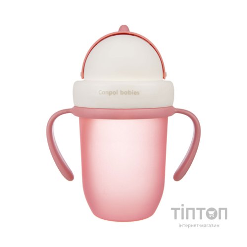 Поїльник-непроливайка Canpol babies Matte Pastels із силіконовою трубочкою 210 мл Рожевий (56/522_pin)