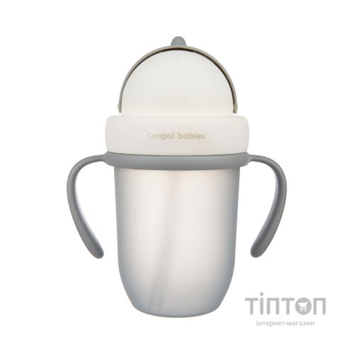Поїльник-непроливайка Canpol babies Matte Pastels із силіконовою трубочкою 210 мл Сірий (56/522_grey)