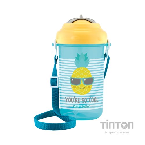 Поїльник-непроливайка Canpol babies з малюнком і трубкою 400 мл Блакитний (4/102_yel)