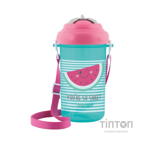 Поїльник-непроливайка Canpol babies з малюнком і трубкою 400 мл Рожевий (4/102_pin)