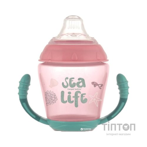 Поїльник-непроливайка Canpol babies з м'яким силіконовим носиком Sea Life рожевий 230 мл (56/501_pin)