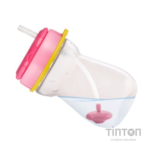 Поїльник-непроливайка Canpol babies зі складаною силікон. трубочкою 350 мл Котик Рожевий (56/521)