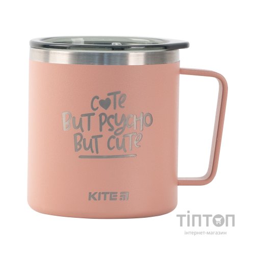 Поїльник-непроливайка Kite Cute but phycho термокружка 400 мл, пудра (K22-379-03-1)