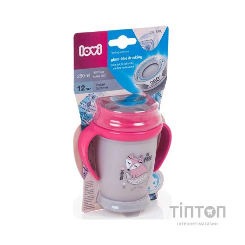 Поїльник-непроливайка Lovi 360 з ручками Junior Indian Summer Girl 250 мл (1/591new)