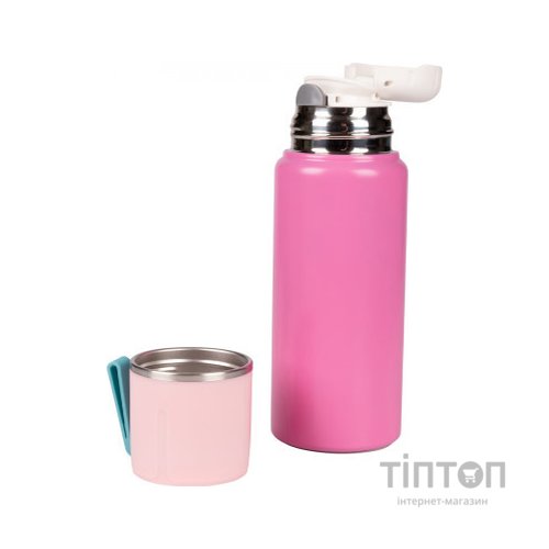 Поїльник-непроливайка Yes Термос Fusion з чашкою, 420 мл, рожевий (708208)