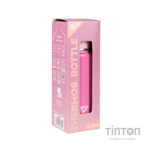 Поїльник-непроливайка Yes Термос Fusion з чашкою, 420 мл, рожевий (708208)
