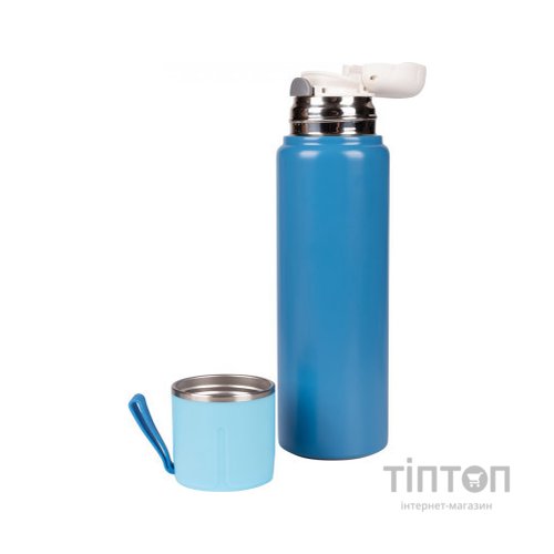 Поїльник-непроливайка Yes Термос Fusion з чашкою, 500 мл, блакитний (708209)