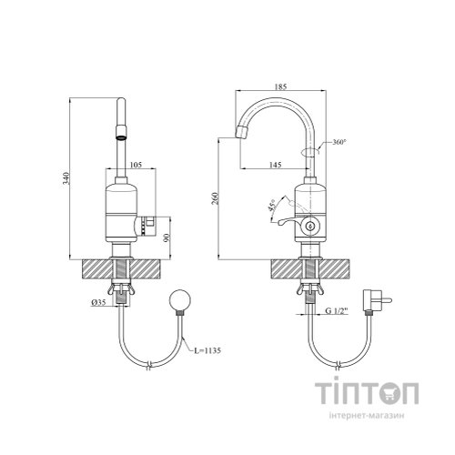 Проточний водонагрівач Kroner Volt-CW190FA (CV023244)
