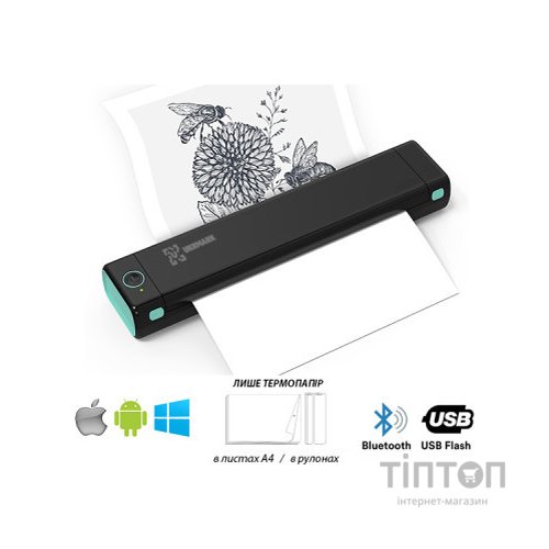 Принтер чеків UKRMARK M08-BK А4, Bluetooth, USB, чорний (900781)