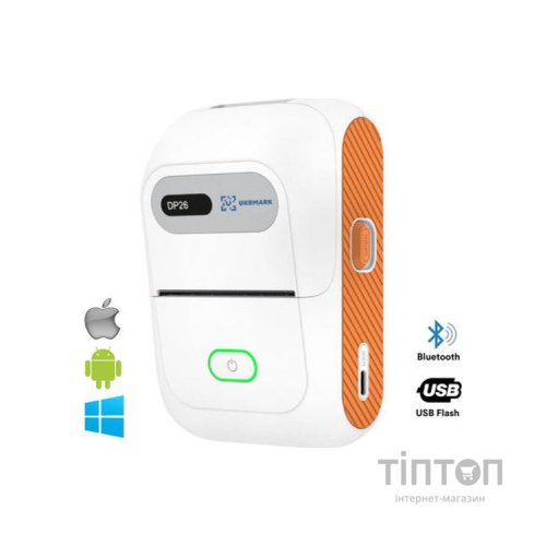 Принтер етикеток UKRMARK DP26WT bluetooth, USB, білий (900885)