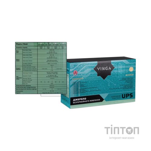 Пристрій безперебійного живлення Vinga LCD 1200VA plastic case with USB (VPC-1200PU)
