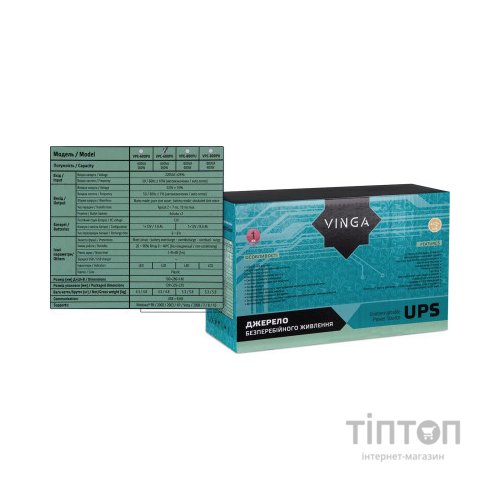 Пристрій безперебійного живлення Vinga LCD 600VA plastic case with USB (VPC-600PU)